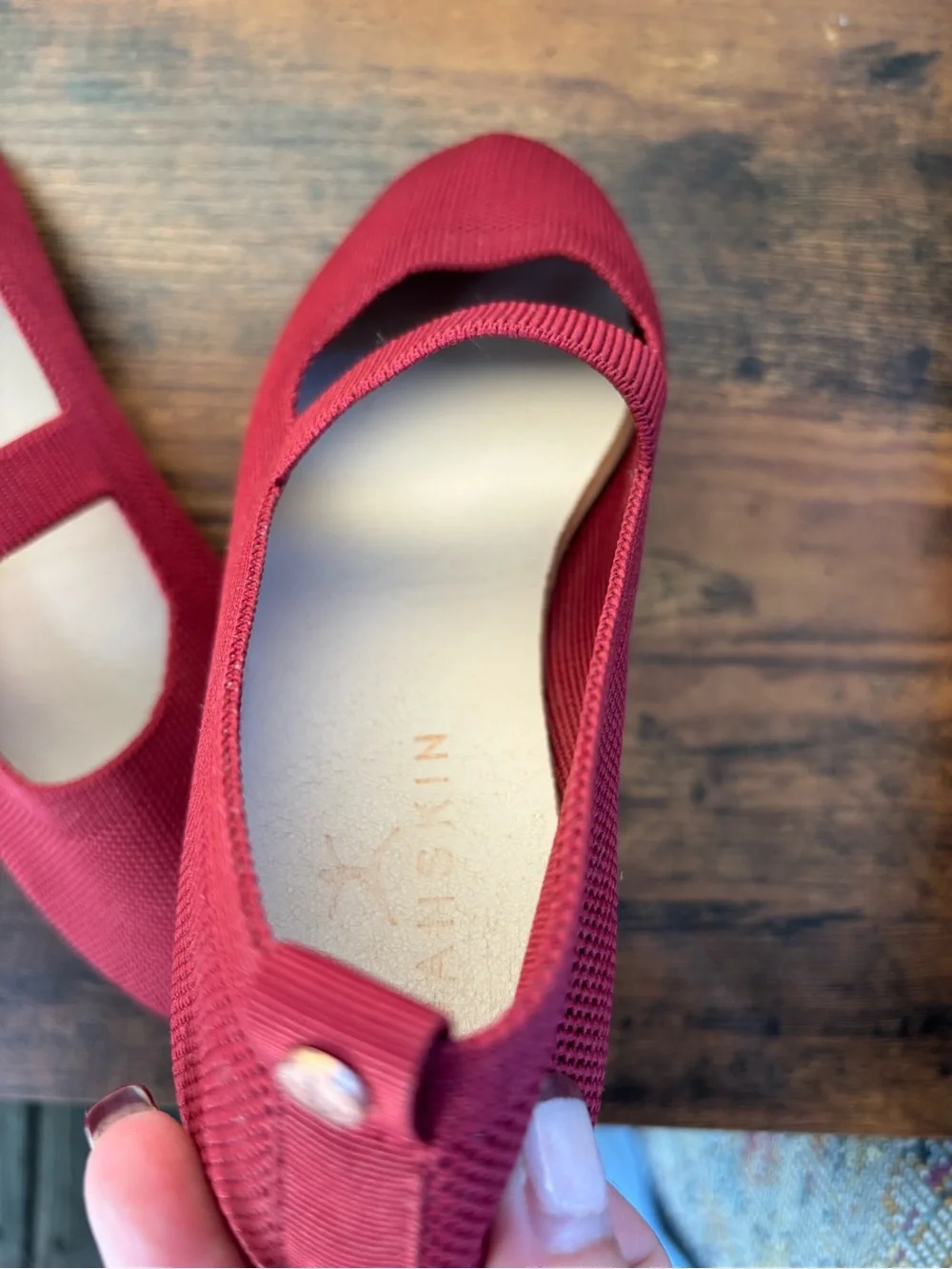 Danskin Burgundy Knit Mary Jane Flats